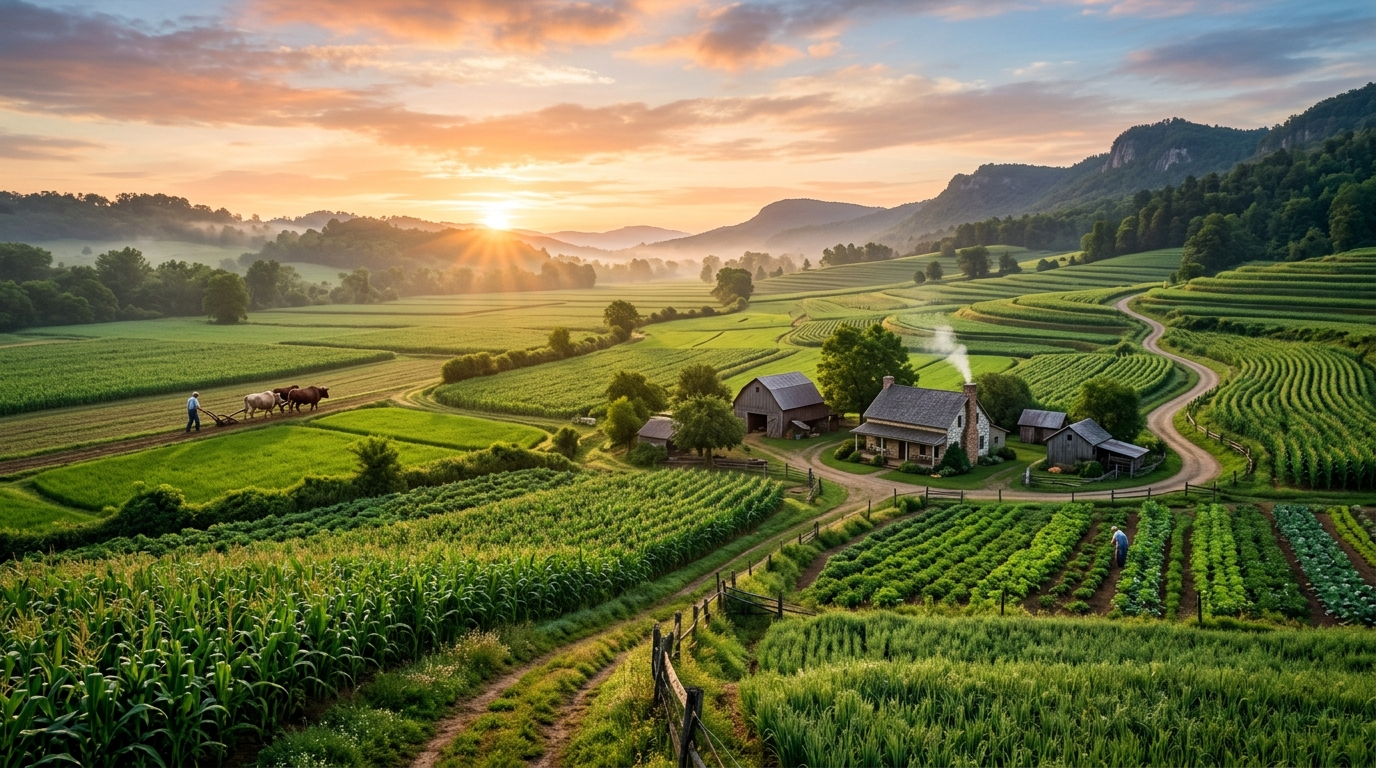 Agricultural Fields Sunrise